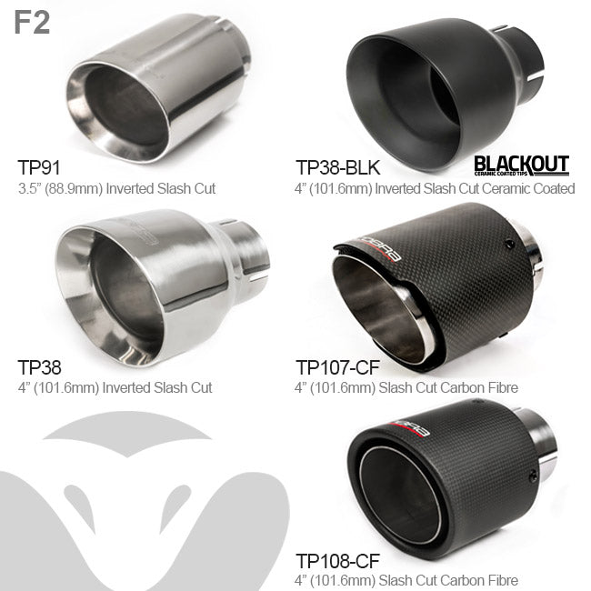 Mini Cooper S / JCW F56 LCI (Mk3) 3" Cat-Back/Catback Performance Exhaust System - T304 Stainless, UK Made, 76mm - Resonated or Non-Resonated - Replaces Mid Pipe & Back Box/Muffler - 3.5" Black Ceramic or Carbon Tips (2018+)