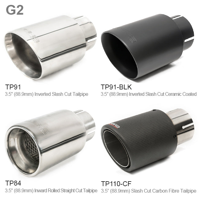 VW Polo GTI AW Mk6 2.0 TSI/TFSI (EA888) 2017-2018 Pre-GPF/OPF/PPF Cat-Back Catback Performance Exhaust System – 3in 76.2mm Stainless Steel Sports Exhaust by Cobra Sport, 4in Carbon Fibre Tailpipe Options