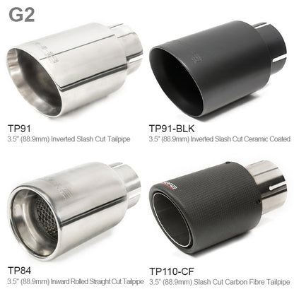 VW Polo GTI AW Mk6 2.0 TSI/TFSI (EA888) 2017-2018 Pre-GPF/OPF/PPF Cat-Back Catback Performance Exhaust System – 3in 76.2mm Stainless Steel Sports Exhaust by Cobra Sport, 4in Carbon Fibre Tailpipe Options