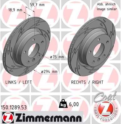 Zimmermann Black Z 150.1289.53 BMW 3 Series Brake Disc/Rotor 294 mm x 19 mm – Grooved/Slotted, Vented/Ventilated, Coated High-Carbon – Performance OE Replacement, Anti-Rust Fast Road Upgrade