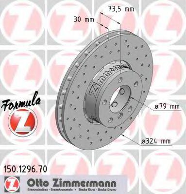 Zimmermann 150.1296.70 BMW 5 Series Brake Disc 324mm High Carbon, Drilled/Perforated & Vented Rotor