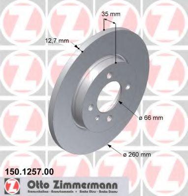 Zimmermann 150.1257.00 260mm Solid Non-Vented Brake Disc Rotor for BMW 3 Series - Plain OE Spec OEM Quality Direct Fit Replacement (Fits Selected Models)