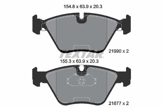 Textar 2344702 Brake Pads Kit for BMW 7 Series E65 E66 E67 (2001-2008) - Disc Brake Pad Set, OE/OEM Quality, Wear Indicator Sensor Slot - Fits ATE/Teves Calipers - Direct Fit Replacement Pads for BMW 7 Saloon