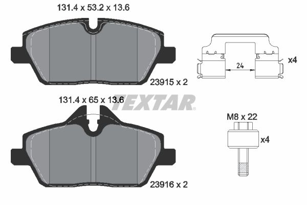 Textar 2391508 Brake Pad Set for BMW i3 (I01) Electric/EV – Disc Brake Pads Axle Kit for Lucas/Girling (TRW) Calipers/Callipers – Wear Sensor Ready – Includes Caliper Bolts/Screws & Fitting Hardware – OE Quality Replacement