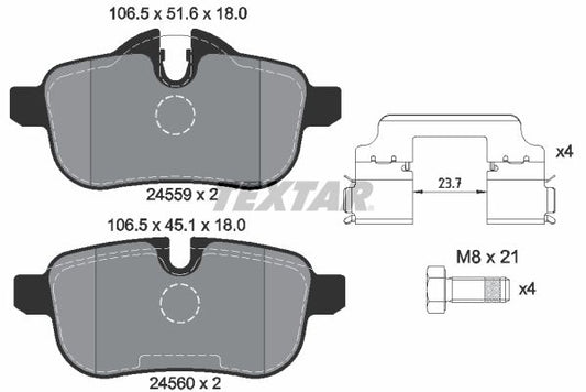 BMW Z4 E89 Roadster Brake Pads - Textar 2455902 Disc Brake Pad Kit for TRW/Lucas Calipers, OE Quality Replacement, Wear Sensor/Indicator Ready, Caliper Screws & Fitting Kit Hardware Included