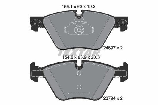Textar 2469781 ePad Brake Pad Set for BMW 5 Series (Teves calipers) - Low Dust, Quiet, Wear Indicator Ready - OE Quality Replacement