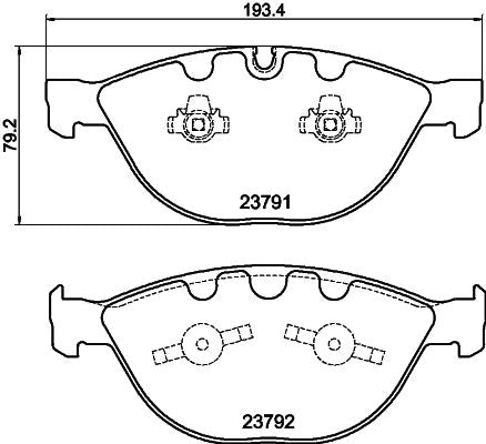 HELLA 8DB 355 006-551 Disc Brake Pads Set for ATE/Teves Calipers, Wear Indicator Ready – Fits BMW E60 E61 E63 E64 E65 E66 5/6/7 Series, M5, M6 & Rolls-Royce Phantom VII – OE Spec Replacement Pad Kit