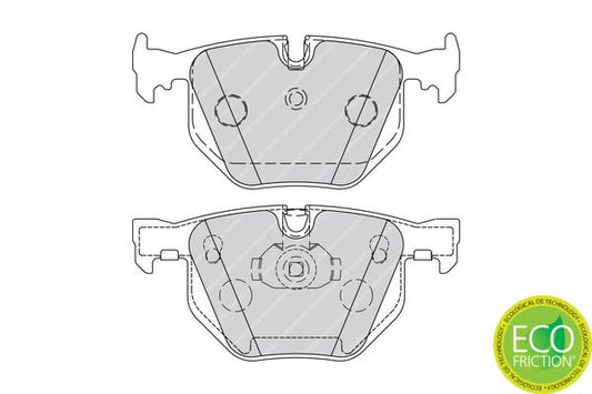 Ferodo Premier Eco-Friction FDB1673 Brake Pad Set for BMW 7 Series E65/E66/E67 (730d 730i 735i 740i) | Prepared for Wear Indicator | With Piston Clip | For ATE Callipers | No Accessories