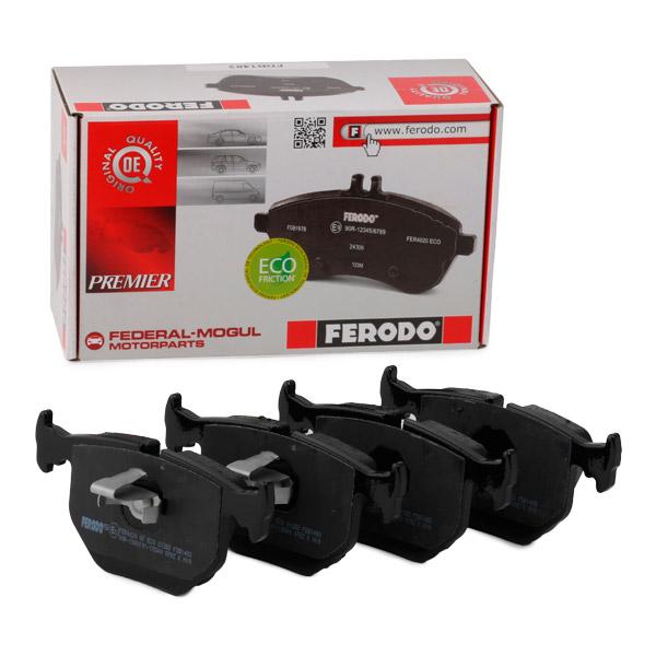 Ferodo FDB1483 Eco‑Friction Front Brake Pad Set for ATE/Teves Calipers – Wear Sensor Ready, Piston Clip – Fits BMW E46 325/330/M3, E39 M5, X5 E53; Audi A4 B5/A6 C5; Range Rover L322; Skoda Octavia Mk1; VW Passat B3/B4