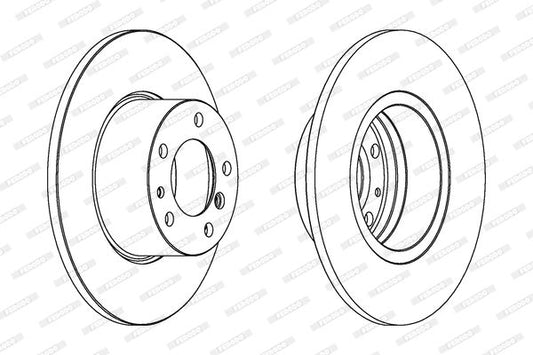 BMW 5 Series Brake Disc / Rotor 302mm x 12mm Solid Plain (Non-Vented) - Ferodo Premier DDF210 - 5-Stud 5-Hole - OE-Quality Direct-Fit Replacement - Includes Fixing Bolts & Screws