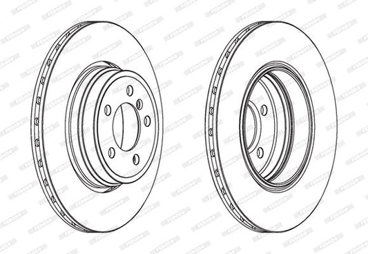 Ferodo Premier DDF1936C-1 (DDF1936C1) 345mm Vented Coated Brake Disc (Rotor) for BMW 7 Series E65 E66 E67 2001-2008, 345x24mm, 5-Hole, OE-Spec Replacement, Ventilated, No Fixing Bolts/Screws