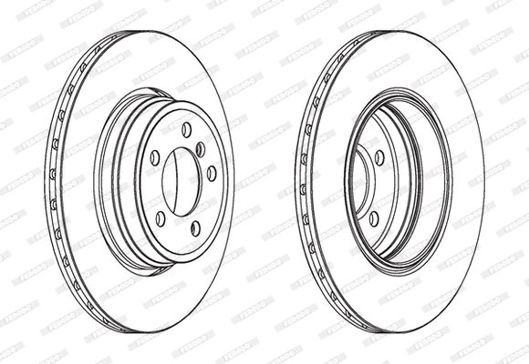 Ferodo Premier DDF1936 Vented Brake Disc Rotor 345mm x 24mm for BMW 7 Series E65 E66 E67 (2001-2008), 5-Stud/5-Hole 5-Lug, OEM-Spec Replacement, Includes Mounting Screws & Bolts