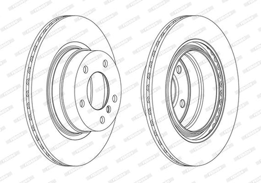 Ferodo Premier DDF173 Vented (Ventilated) Brake Disc/Rotor for BMW 5 Series E28 1981–1988 Saloon/Sedan – 284mm x 22mm, 5-Stud/5-Hole – OE Spec Replacement – Includes Bolts & Screws