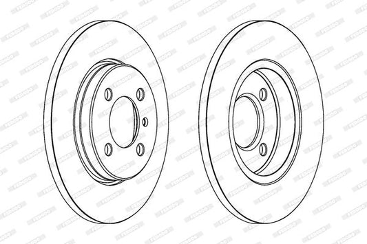 Ferodo DDF062 (DDF 062) Brake Disc 260mm Solid 4-Stud (4x100) with Bolts & Screws - OE-Spec Plain Rotor for BMW 3 Series E30 Saloon/Sedan - OEM-Quality Non Vented Direct-Fit Replacement Brake Rotor