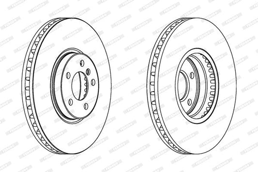 Ferodo Premier Coat+ DDF1584C-1/DDF1584C Front Brake Disc Rotor for BMW X5 E53 (1999-2006) 356x36mm Vented, Coated, 5-Stud | OE Quality Replacement | Anti-Corrosion | Single Disc - No Bolts/Screws