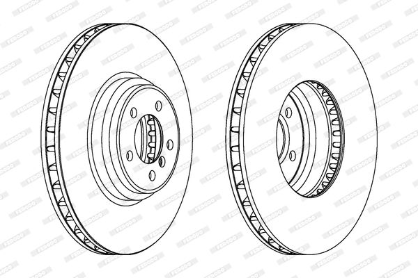 Ferodo Premier Coat+ Brake Disc DDF1246C-1 for BMW 7 Series E65 E66 E67 - Vented, Coated, OE Quality, Includes Bolts/Screws - 374mm x 36mm, 5-Hole