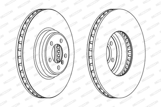 Ferodo Premier Coat+ Brake Disc DDF1246C-1 for BMW 7 Series E65 E66 E67 - Vented, Coated, OE Quality, Includes Bolts/Screws - 374mm x 36mm, 5-Hole