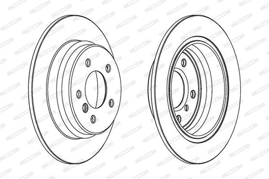 Ferodo DDF835-1 Rear Brake Disc Rotor 298x10mm Solid Plain Non-Vented for BMW 5 Series E39 Saloon/Sedan (1995-2003) - OE Spec 5-Stud Direct Fit, Bolts & Screws Included