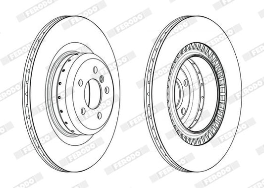 Ferodo DDF2624VC-1 Two-Piece Vented Coated Brake Disc for BMW X6 (E71, E72) | 385mm x 24mm | 5-Hole Rotor