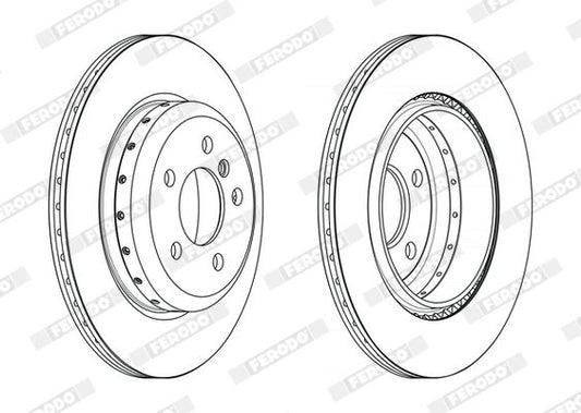 Ferodo DDF2504VC-1 Brake Disc Rotor 330x20mm for BMW 5 Series | Two-Piece Composite, Vented & Coated | 5-Stud Hub | Performance Upgrade / OE Replacement | Anti-Corrosion Finish | DDF2504VC1
