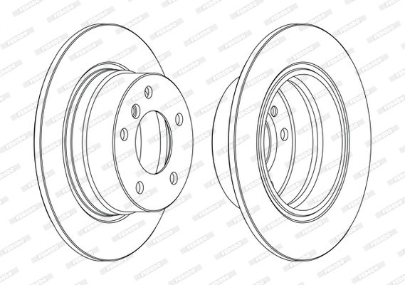 Ferodo DDF1284C Rear Brake Disc/Rotor for BMW Z4 E85 Roadster (2003-2008) - Premier OE/OEM Spec, Solid 280x10mm, 5-Stud 5x120, Direct-Fit Replacement with Bolts/Screws
