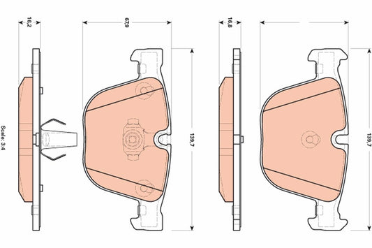 TRW GDB1892 (GDB 1892) Front Brake Pads for BMW X5 & X6 2007‑2019 (E70 E71 F15 F16 F85 F86, incl. X5M/X6M) – Front Axle Disc Pad Set, Non‑Sensor Type (No Wear Sensor Slot/Lead), OE Replacement