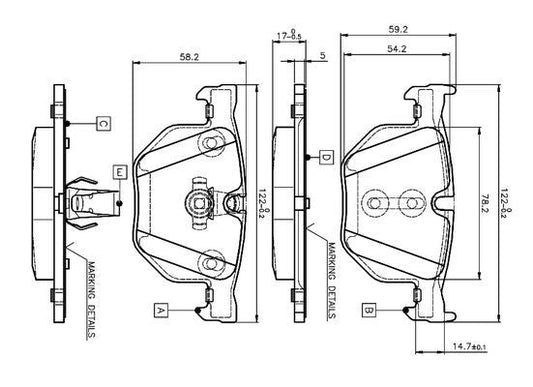 Bosch 0 986 TB2 207 (0986TB2207) Brake Pad Set for BMW 5 Series E60/E61, 6 Series E63/E64, X5 E70/F15, X6 E71/F16 - With Accessories, Excludes Wear Sensor