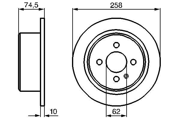 BOSCH 0 986 478 563 Brake Disc Rotor for BMW 3 Series E30 Saloon/Sedan - Solid Plain, Oil-Coated, 257.7mm (258mm), 4-Hole 4-Stud - OE Spec Replacement - Bosch 0986478563
