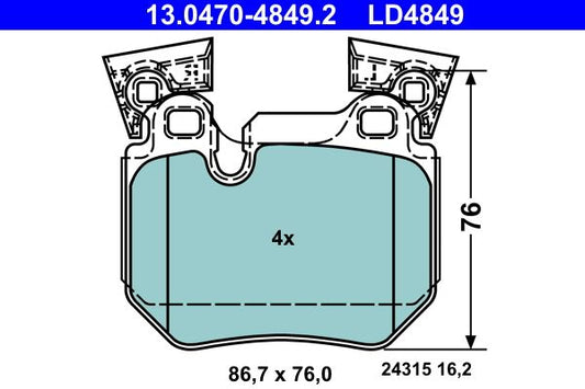 ATE 13.0470-4849.2 (13047048492) Brake Pad Set for BMW 1 Series | Brembo Calipers/Callipers | Disc Brake Pads | OE Spec Direct-Fit | Wear Sensor-Ready (Sensor Not Included) | Replacement Pad Kit UK