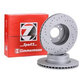 Zimmermann Coat Z Sport Brake Disc (Rotor) 150.3402.52 for BMW 5 Series 310 x 24 mm (310mm) - Cross-Drilled, Vented, Anti-Corrosion Coated, High-Carbon - Performance Upgrade OE Replacement