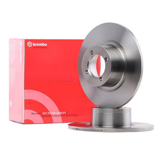 Brembo 08.1432.10 Brake Disc Rotor 240mm x 10mm Solid Plain, 4-Hole 4-Stud 4-Bolt - Fits BMW 02 Series E10 (2002, 1602, 1502, 1802) - OE Spec OEM Quality Replacement for Classic BMW