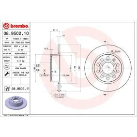 Genuine Brembo 08.9502.11 Coated Hub Solid Brake Disc Rotor 253mm x 10mm, 5-Stud (5-Hole) - Non-Vented, Anti-Rust OEM/OE Spec Direct Fit Replacement, Fixing Screws/Bolts Included - Plain Front/Rear Single