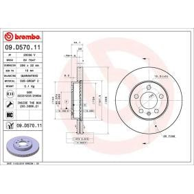Brembo Coated Disc Line 09.B570.11 Brake Disc Rotor 328x28mm, High-Carbon Cast Iron, Internally Vented, Anti-Rust/Anti-Corrosion, 5-Stud 5-Hole, OE/OEM Spec Direct Replacement, Fixing Screws Included, UK Stock