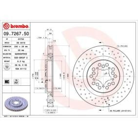 Brembo 09.7267.50 Brake Disc/Rotor 330mm for Ferrari 360 Modena - Drilled & Vented High-Carbon 5-Hole