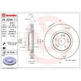 Genuine Brembo 09.D228.11 (09D22811) High Carbon Cast Iron Front Brake Disc/Rotor 320x30mm Vented, 5-Stud 5-Hole, Anti-Corrosion Coated Anti-Rust Hub, OE-Quality Replacement with Fixings, Mounting Bolts & Screws