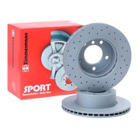 Zimmermann Sport Coat Z 150.3423.52 Brake Disc/Brake Rotor for BMW 1 Series (E81 E82 E87 E88) - Cross Drilled & Vented, High Carbon, Coated - 284mm x 22mm - Performance OE Replacement Front