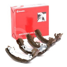 Brembo S 24 531 Rear Drum Brake Shoes/Linings Kit for Ford Focus (TRW System/Pattern) 38mm – With Parking/Handbrake Lever – Rear Axle Emergency Brake Shoes –