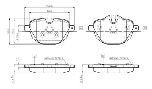 Bosch Brake Pads 0 986 TB3 139 (0986TB3139, TB3139) - Disc Pad Kit Axle Set for BMW X4 F26 M40i 2015 2016 2017 2018 - Replacement OE-Quality Brake Pad Set - No Wear Sensor/Indicator Lead Included