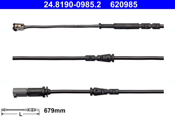 ATE 24.8190-0985.2 Brake Pad Wear Sensor for BMW i3 EV (I01) 2013–2022 – 679mm Pad Wear Indicator Cable/Wire Loom – Brake Lining Warning Light Sensor Lead Front/Rear – OE 24819009852