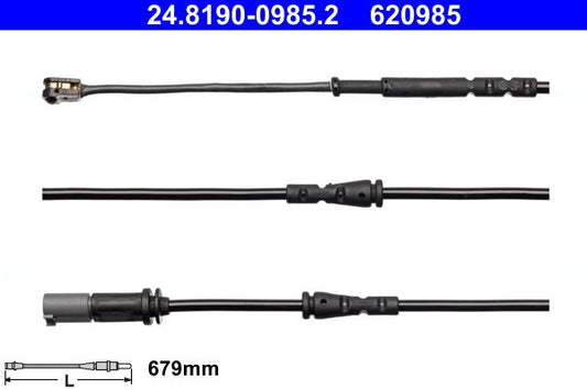ATE 24.8190-0985.2 Brake Pad Wear Sensor for BMW i3 EV (I01) 2013–2022 – 679mm Pad Wear Indicator Cable/Wire Loom – Brake Lining Warning Light Sensor Lead Front/Rear – OE 24819009852