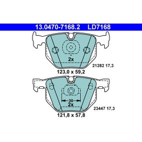 ATE Ceramic Brake Pads Set 13.0470-7168.2 (13047071682) for BMW 7 Series E65 E66 E67 (2001-2008) | Front/Rear Axle Kit | Low Dust, Quiet, OE Quality | Fits ATE Calipers | Wear Sensor Ready (Sensor Not Included) | Replacement Upgrade Disc Pads