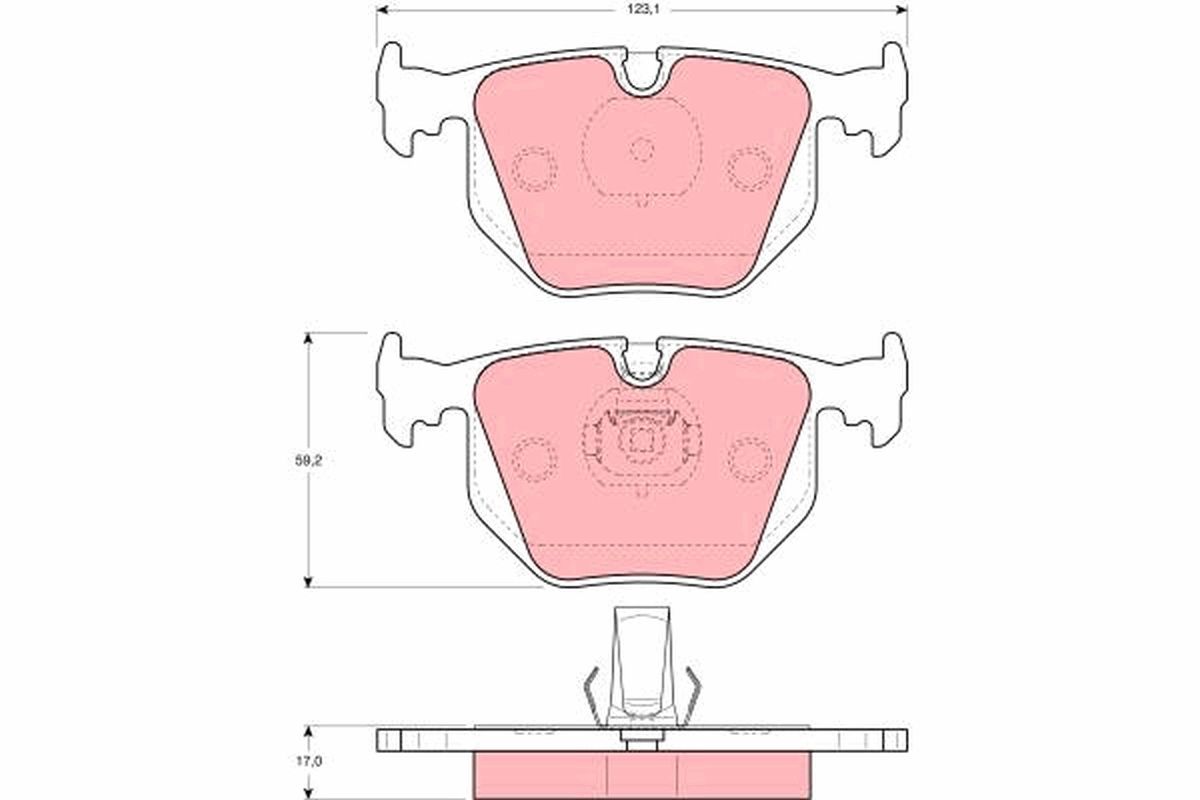 TRW GDB1304 Brake Pad Set - Wear Sensor Ready - Fits BMW E46 330i/330d, E46 M3, E39 M5, X5 E53, X3 E83, Alpina D3, Z4 M, Z8