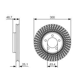 Volvo V40 Estate/Wagon 300mm Brake Disc Rotor - Bosch 0 986 479 701 (Single) Vented, Coated, High Carbon, 5-Stud/5-Hole - OE Spec Replacement 300x25 | 0986479701