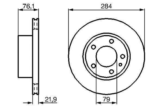 Bosch 0 986 478 043 Brake Disc/Rotor (0986478043) for BMW E28 5 Series Saloon, 284x22mm Internally Vented, 5-Stud 5x120, OE/OEM-Quality Direct-Fit Replacement with Protective Oil Coating