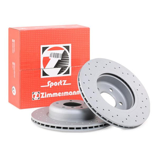 Zimmermann Coat Z Sport 150.3482.52 Drilled & Vented Brake Disc/Rotor for BMW 5 Series (330mm x 24mm) - High-Carbon, Anti-Corrosion Coated Performance Replacement Upgrade