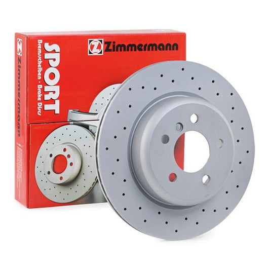 Zimmermann Z-Coat Sport Brake Disc Rotor 150.3484.52 for BMW 5 Series, 330x20mm Vented Cross-Drilled High-Carbon, Anti-Corrosion Coated Performance Upgrade, OE-Quality Replacement
