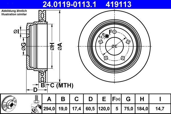 ATE 24.0119-0113.1 BMW 3 Series Brake Disc / Rotor 294x19mm – Vented, High-Carbon, Anti-Corrosion Coated, 5-Stud (5x120) – OE/OEM Quality Replacement – Includes Mounting Bolts & Screws – 294mm Coated Ventilated Brake Rotor (24 0119 0113 1)