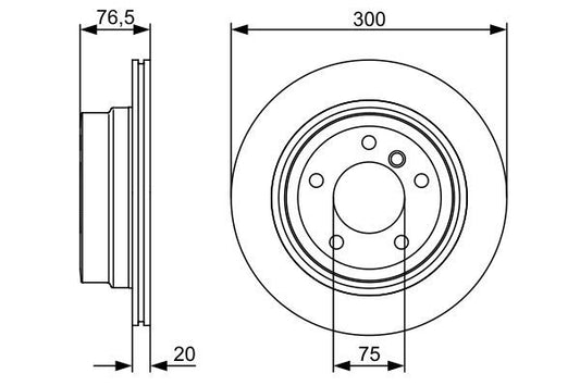 Bosch 0 986 479 496 Brake Disc Rotor for BMW 1 Series – Vented, Anti‑Corrosion Coated High‑Carbon, OE Spec Replacement Disc, 299.7mm x 20mm, 5‑Bolt/5‑Stud – Bosch 0986479496