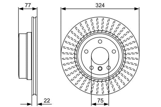 Bosch Brake Disc Rotor 0 986 479 569 for BMW 1 Series Front | 324x22mm Vented | High-Carbon Anti-Corrosion Coated | 5-Stud OE-Quality Direct Fit | Alt Ref 0986479569