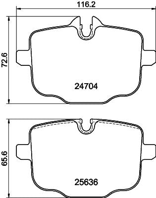 HELLA 8DB 355 024-921 Brake Pads Disc Pad Kit for BMW G Series G30 G31 G32 G11 G12 G14 G15 G16 G01 G02 G05 G06 G07 (5 6 7 8 Series, X3 X4 X5 X6 X7) - TRW Calipers - No Wear Sensor - With Fitting Hardware - Axle Set 8DB355024921